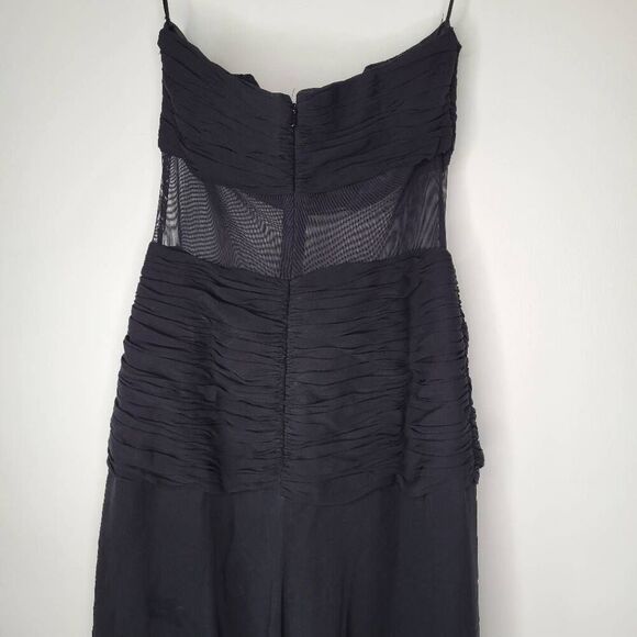 Vintage 100% Silk Strapless Evening Gown Black Caché Mesh Waist 8 - Picture 6 of 10